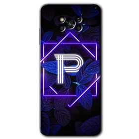 Poco X3 NFC Dark Neon Yaprak P Harfi Baskılı Uyumlu Silikon Kılıf