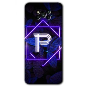 Poco X3 NFC Dark Neon Yaprak P Harfi Baskılı Uyumlu Silikon Kılıf