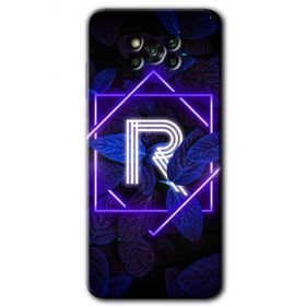 Poco X3 NFC Dark Neon Yaprak R Harfi Baskılı Uyumlu Silikon Kılıf