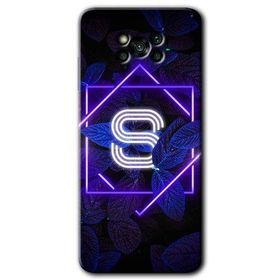 Poco X3 NFC Dark Neon Yaprak S Harfi Baskılı Uyumlu Silikon Kılıf
