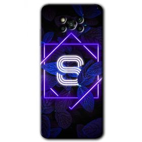 Poco X3 NFC Dark Neon Yaprak S Harfi Baskılı Uyumlu Silikon Kılıf
