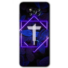 Poco X3 NFC Dark Neon Yaprak T Harfi Baskılı Uyumlu Silikon Kılıf