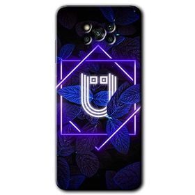 Poco X3 NFC Dark Neon Yaprak U Harfi Baskılı Uyumlu Silikon Kılıf