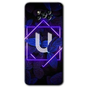 Poco X3 NFC Dark Neon Yaprak U Harfi Baskılı Uyumlu Silikon Kılıf