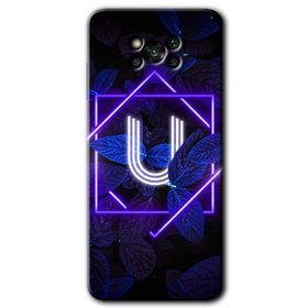 Poco X3 NFC Dark Neon Yaprak U Harfi Baskılı Uyumlu Silikon Kılıf
