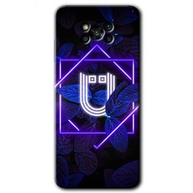 Poco X3 NFC Dark Neon Yaprak U Harfi Baskılı Uyumlu Silikon Kılıf