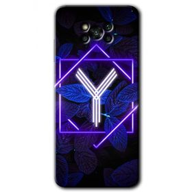 Poco X3 NFC Dark Neon Yaprak Y Harfi Baskılı Uyumlu Silikon Kılıf