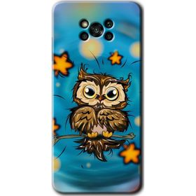 Poco X3 NFC Owl Bird Stars Baskılı Uyumlu Silikon Kılıf