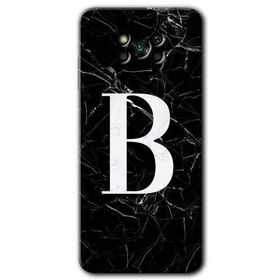 Poco X3 NFC Siyah Mermer Desenli B Harfi Baskılı Uyumlu Silikon Kılıf
