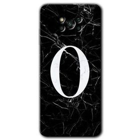 Poco X3 NFC Siyah Mermer Desenli O Harfi Baskılı Uyumlu Silikon Kılıf
