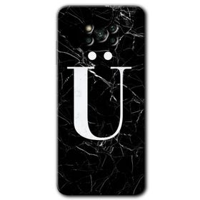 Poco X3 NFC Siyah Mermer Desenli U Harfi Baskılı Uyumlu Silikon Kılıf