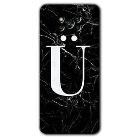 Poco X3 NFC Siyah Mermer Desenli U Harfi Baskılı Uyumlu Silikon Kılıf