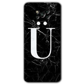 Poco X3 NFC Siyah Mermer Desenli U Harfi Baskılı Uyumlu Silikon Kılıf