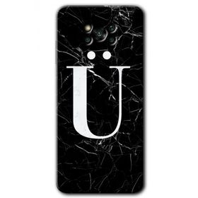Poco X3 NFC Siyah Mermer Desenli U Harfi Baskılı Uyumlu Silikon Kılıf