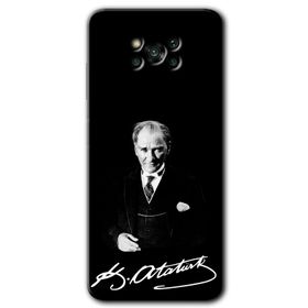 Poco X3 NFC Siyah Mermer Desenli Y Harfi Baskılı Uyumlu Silikon Kılıf