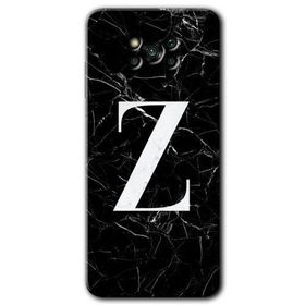 Poco X3 NFC Siyah Mermer Desenli Z Harfi Baskılı Uyumlu Silikon Kılıf
