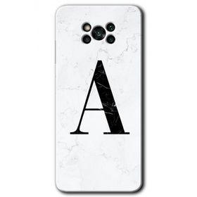 Poco X3 Pro Beyaz Mermer Desenli A Harfi Baskılı Uyumlu Silikon Kılıf