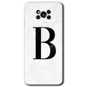 Poco X3 Pro Beyaz Mermer Desenli B Harfi Baskılı Uyumlu Silikon Kılıf