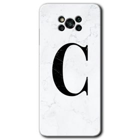 Poco X3 Pro Beyaz Mermer Desenli Ç Harfi Baskılı Uyumlu Silikon Kılıf