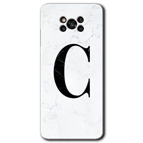 Poco X3 Pro Beyaz Mermer Desenli Ç Harfi Baskılı Uyumlu Silikon Kılıf