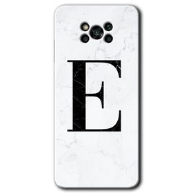 Poco X3 Pro Beyaz Mermer Desenli E Harfi Baskılı Uyumlu Silikon Kılıf
