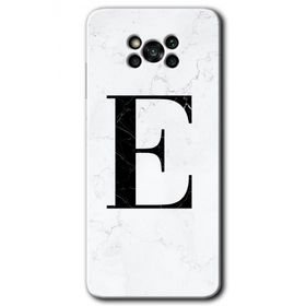 Poco X3 Pro Beyaz Mermer Desenli E Harfi Baskılı Uyumlu Silikon Kılıf