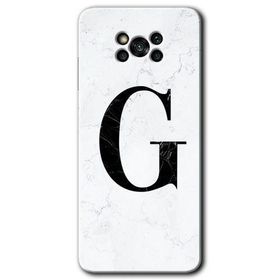 Poco X3 Pro Beyaz Mermer Desenli G Harfi Baskılı Uyumlu Silikon Kılıf