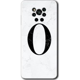 Poco X3 Pro Beyaz Mermer Desenli O Harfi Baskılı Uyumlu Silikon Kılıf