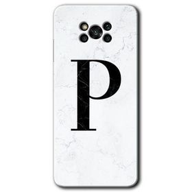 Poco X3 Pro Beyaz Mermer Desenli P Harfi Baskılı Uyumlu Silikon Kılıf