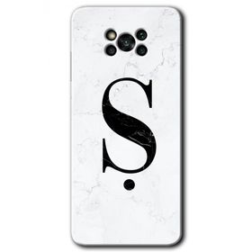 Poco X3 Pro Beyaz Mermer Desenli S Harfi Baskılı Uyumlu Silikon Kılıf