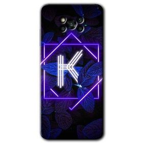 Poco X3 Pro Dark Neon Yaprak K Harfi Baskılı Uyumlu Silikon Kılıf