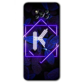 Poco X3 Pro Dark Neon Yaprak K Harfi Baskılı Uyumlu Silikon Kılıf