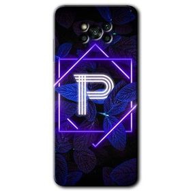 Poco X3 Pro Dark Neon Yaprak P Harfi Baskılı Uyumlu Silikon Kılıf