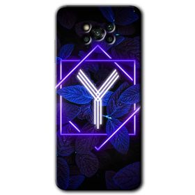 Poco X3 Pro Dark Neon Yaprak Y Harfi Baskılı Uyumlu Silikon Kılıf