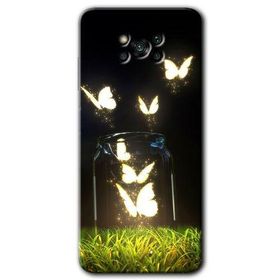 Poco X3 Pro Işıklı Kelebekler Baskılı Uyumlu Silikon Kılıf