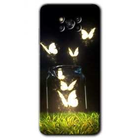 Poco X3 Pro Işıklı Kelebekler Baskılı Uyumlu Silikon Kılıf