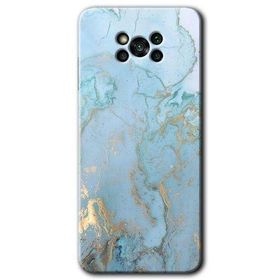 Poco X3 Pro Mavi Gold Mermer Baskılı Uyumlu Silikon Kılıf