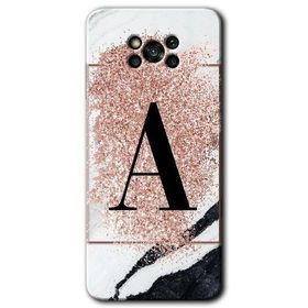 Poco X3 Pro Pembe Mermer Desenli A Harfi Baskılı Uyumlu Silikon Kılıf