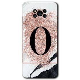 Poco X3 Pro Pembe Mermer Desenli O Harfi Baskılı Uyumlu Silikon Kılıf