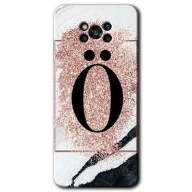 Poco X3 Pro Pembe Mermer Desenli O Harfi Baskılı Uyumlu Silikon Kılıf