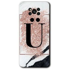 Poco X3 Pro Pembe Mermer Desenli Ü Harfi Baskılı Uyumlu Silikon Kılıf