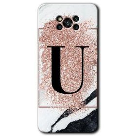 Poco X3 Pro Pembe Mermer Desenli Ü Harfi Baskılı Uyumlu Silikon Kılıf