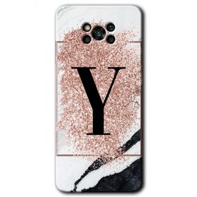 Poco X3 Pro Pembe Mermer Desenli Y Harfi Baskılı Uyumlu Silikon Kılıf