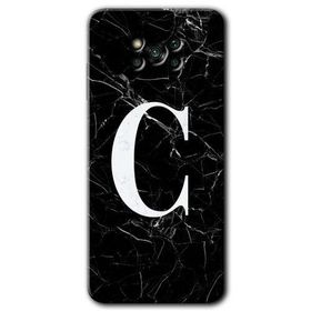 Poco X3 Pro Siyah Mermer Desenli C Harfi Baskılı Uyumlu Silikon Kılıf