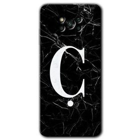 Poco X3 Pro Siyah Mermer Desenli C Harfi Baskılı Uyumlu Silikon Kılıf