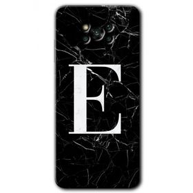 Poco X3 Pro Siyah Mermer Desenli E Harfi Baskılı Uyumlu Silikon Kılıf