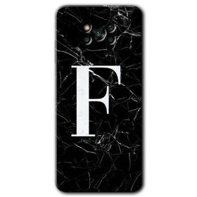Poco X3 Pro Siyah Mermer Desenli F Harfi Baskılı Uyumlu Silikon Kılıf