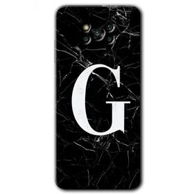 Poco X3 Pro Siyah Mermer Desenli G Harfi Baskılı Uyumlu Silikon Kılıf
