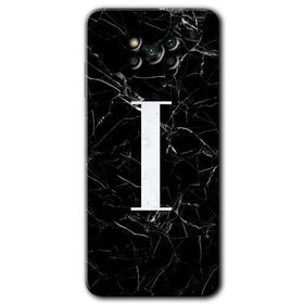 Poco X3 Pro Siyah Mermer Desenli İ Harfi Baskılı Uyumlu Silikon Kılıf