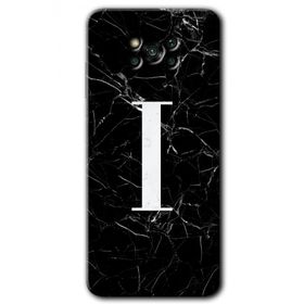Poco X3 Pro Siyah Mermer Desenli İ Harfi Baskılı Uyumlu Silikon Kılıf
